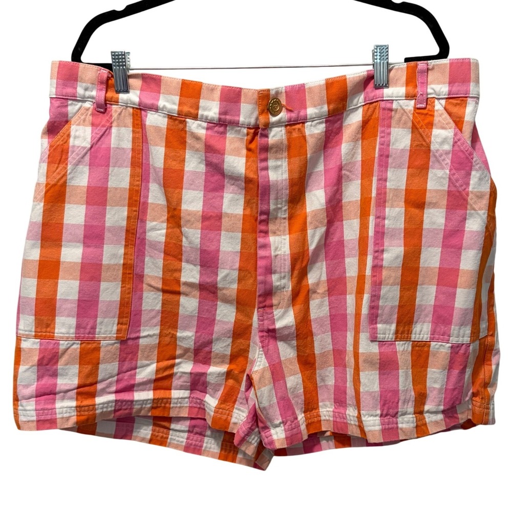 Big Bud Press Work Pants Pink and Orange Checked Shorts Women's size 4XL